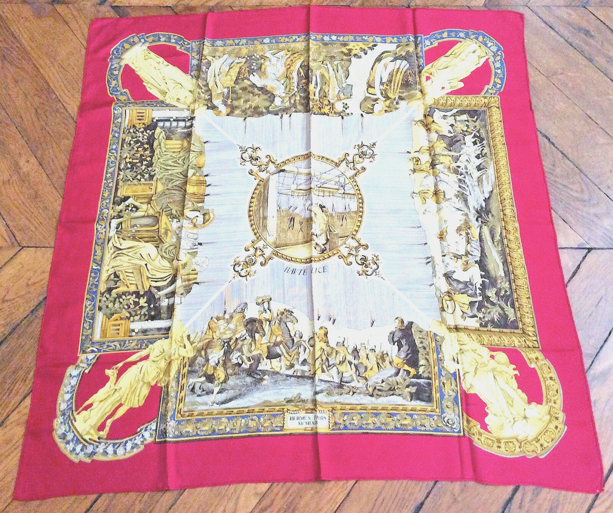 Carré Hermès Vintage - Soie Haute Lice - Ledoux 1969 - Rouge - Bon État