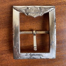 Vintage Silverplate Harley Davidson Belt Buckle Wings  Logo