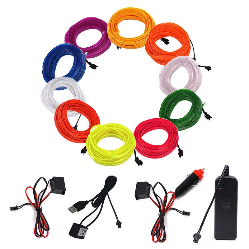 1-5M LED Car Interior Atmosphere EL Wire Neon String Strip Light Rope Tube Lamp - Image 2 of 4