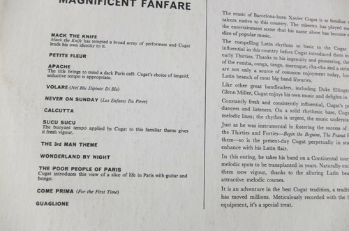 XAVIER CUGAT PLAYS CONTINENTAL HITS LP MERCURY STEREO (1963) EX ENGLAND LATIN - Picture 4 of 4