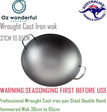 Professional Wrought Cast iron pan Steel Double Hand Hammered Wok 36cm to 65cm