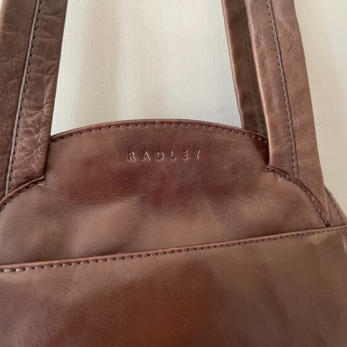 Borsa a tracolla Radley borsa a mano ascella pelle marrone lato medio cane ricamata - Foto 6 di 9