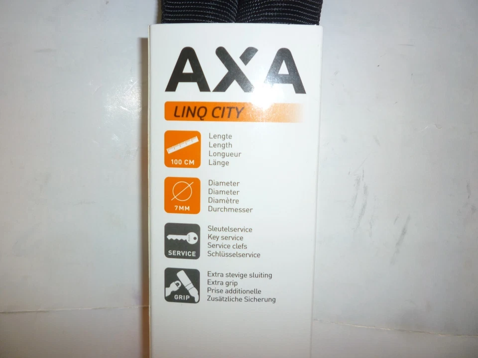 AXA LINQ CITY MOTORCYCLE BICYLE CHAIN & LOCK 100CM - 7mm, LEVEL 9 SILVER SECURE  - Image 3 of 4