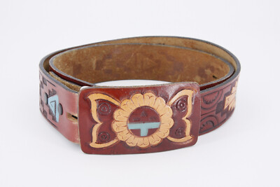 Navajo Leder Gürtel mit Buckle Chambers Native American #C2