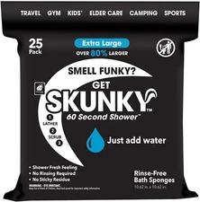 Skunky XL No Rinse Bathing Wipes, Cleans Without a Shower, Fast & Easy, 25 Count