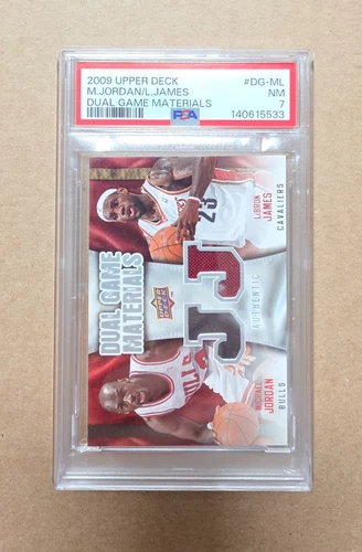 2009 Upper Deck Michael Jordan Lebron James Duel Game Used Materials Card PSA 7