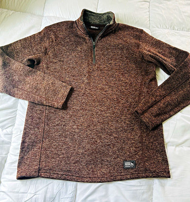 Eddie Bauer Men's Heathered Brown Fleece 1/4 Zip Mock Neck Sweatshirt M