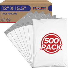 Poly Mailers 12X15." 500Pcs Bulk White Shipping Bags for Clothing, Strong Adhesi