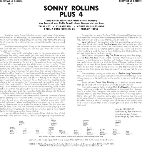 Sonny Rollins - Plus 4 (Original Jazz Classics Series) [Used Very Good Vinyl LP] - Image 2 of 2