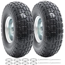10” Solid Tires, 4.10/3.50-4” Flat Free Tires and Wheels with 5/8” Axle Bore ...