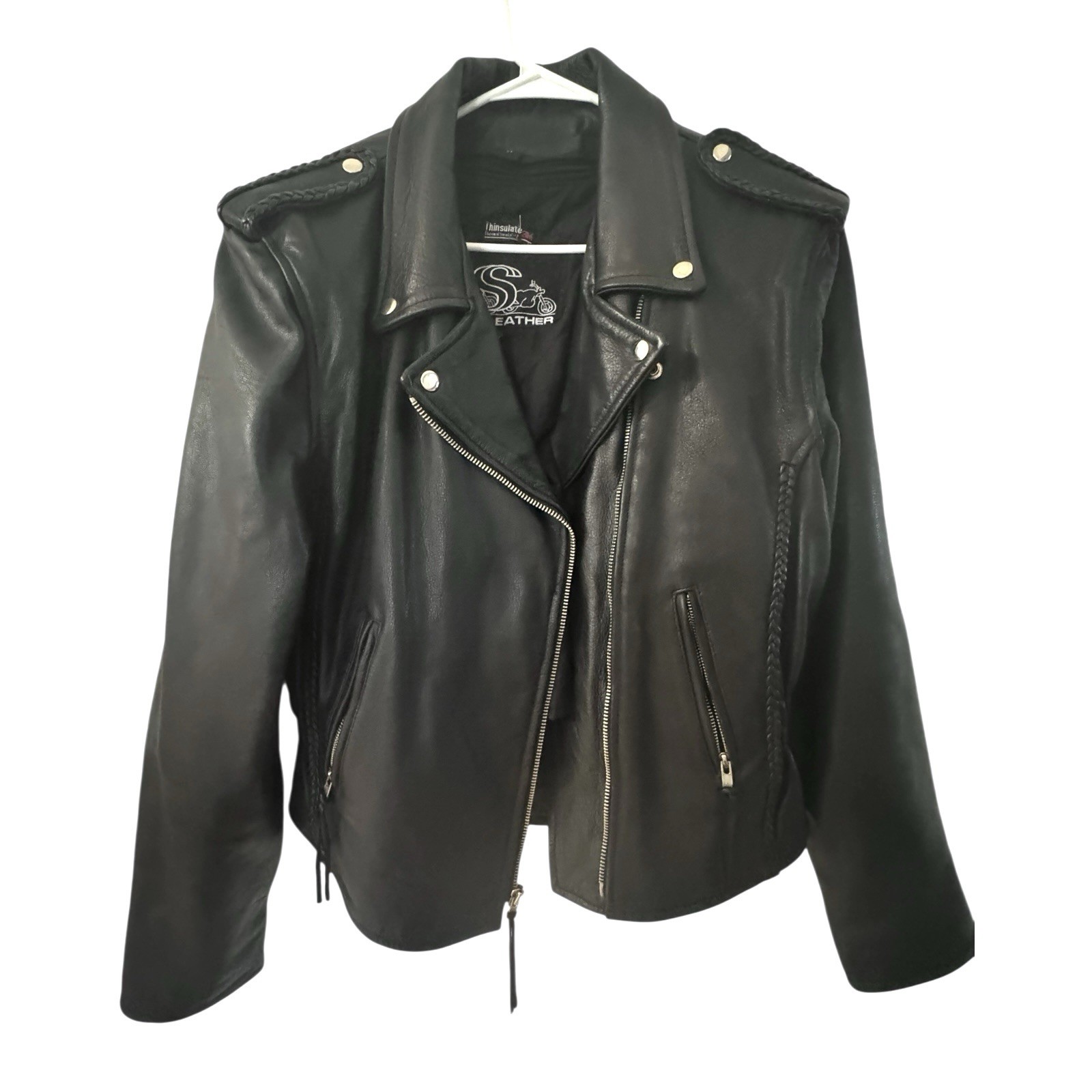 Women’s Shaf Leather Motorcycle XXL Moto Biker Grunge Braided Leather