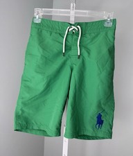 Boys Polo Ralph Lauren Big Pony Green Drawstring Swim Trunks Sz M 10-12 