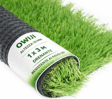 Erba Sintetica per Esterno Prato 10 Mm 1 X 3 MT Tappeto Verde Alta Densità Rotol