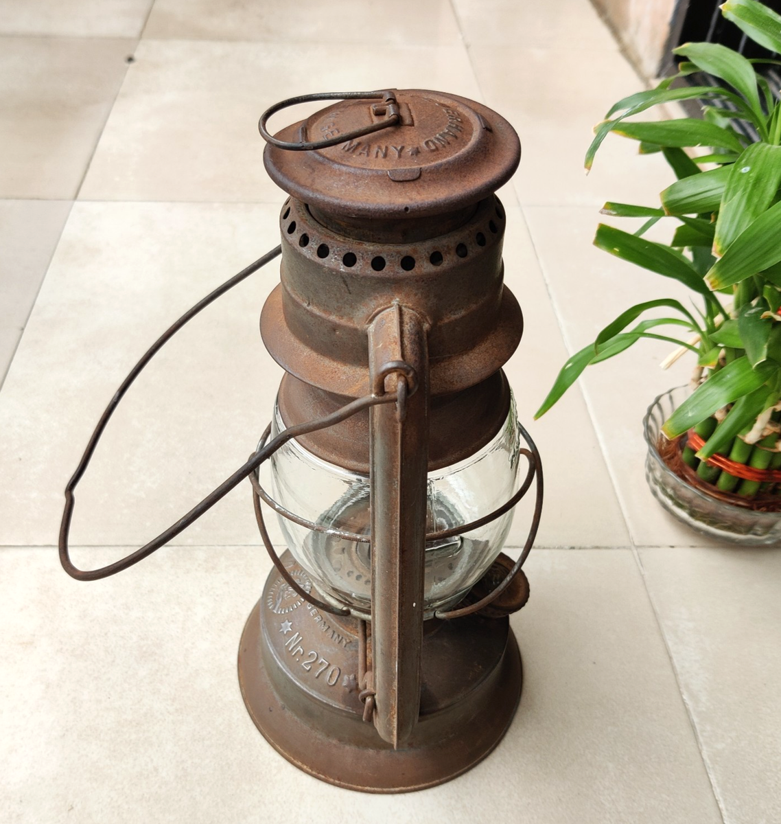 Antique Nr.270 Feuerhand Lantern Germany Original Glass Globe Farm