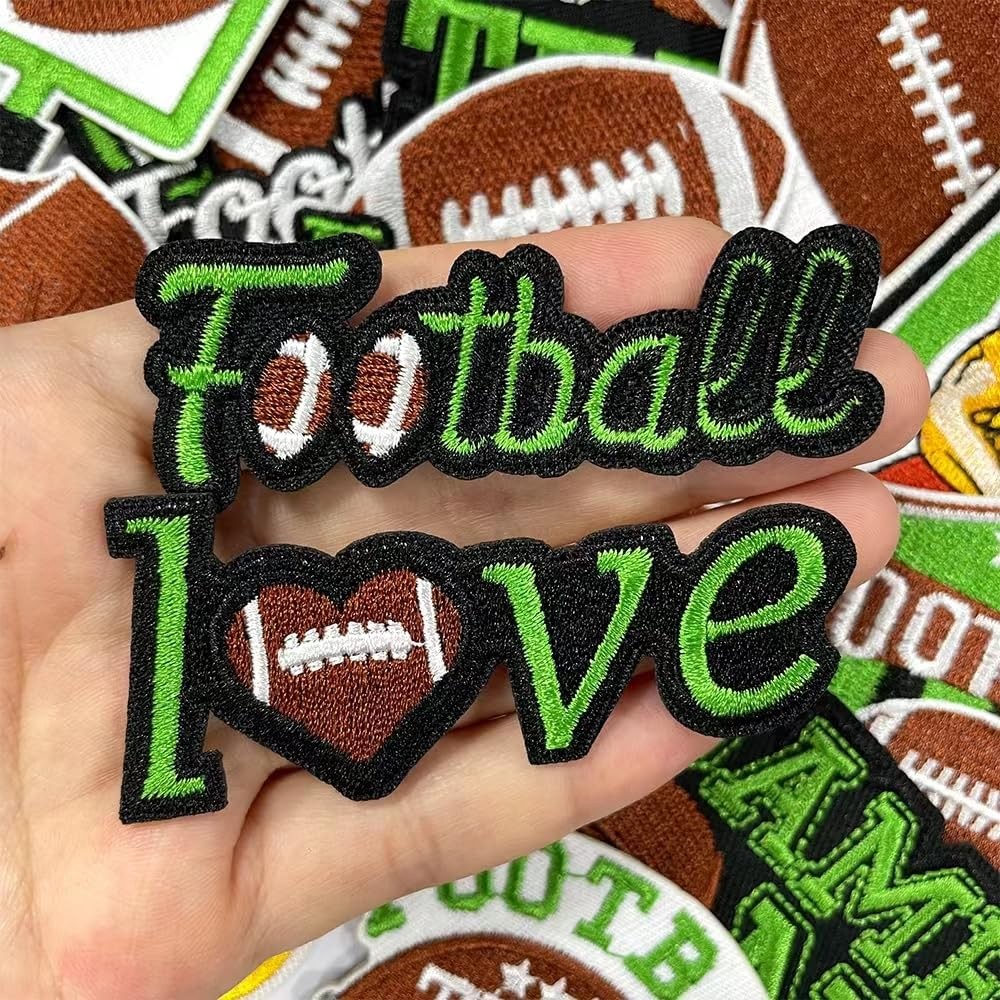 12 Pcs Football Iron On Patches, Sports Letter Patches for Clothes, Jeans, Ja...