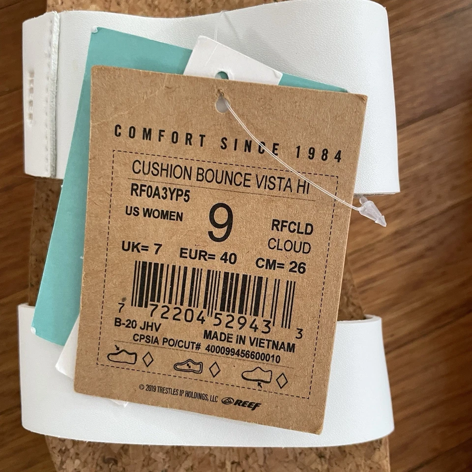 Sandalias para mujer Reef Cushion Vista Hi talla 9 blancas nuevas con etiquetas Foto 4 de 4