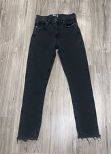 AGOLDE Toni Jeans Womens 25 Mid Rise Straight Black Charcoal Denim Raw Hem Pants