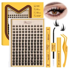 QUEWEL Fairy Lash Clusters Kit 140pcs Manga Lash Clusters Kit Mix 10-18mm DIY...