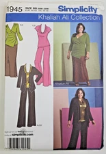 Simplicity Sew Pattern 1945 Khaliah Ali Womens Pants Skirt Knit Top 20W-28W UC