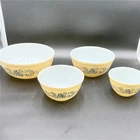 Vintage Homestead PYREX by Corning Tan & Blue Nesting Mixing Bowls Set of 4