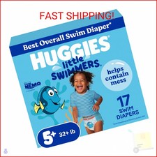 Huggies Little Swimmers Disposable Swim Diapers, Size 5-6 32 lbs , 17 Ct