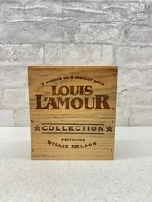 LOUIS L'AMOUR Collection Featuring Willie Nelson 7 Stories on 4 CD's Wooden Box