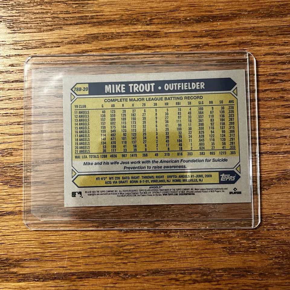 2022 Topps Mini - 1987 Topps Baseball Mike Trout #78B-20 - Image 2 of 2