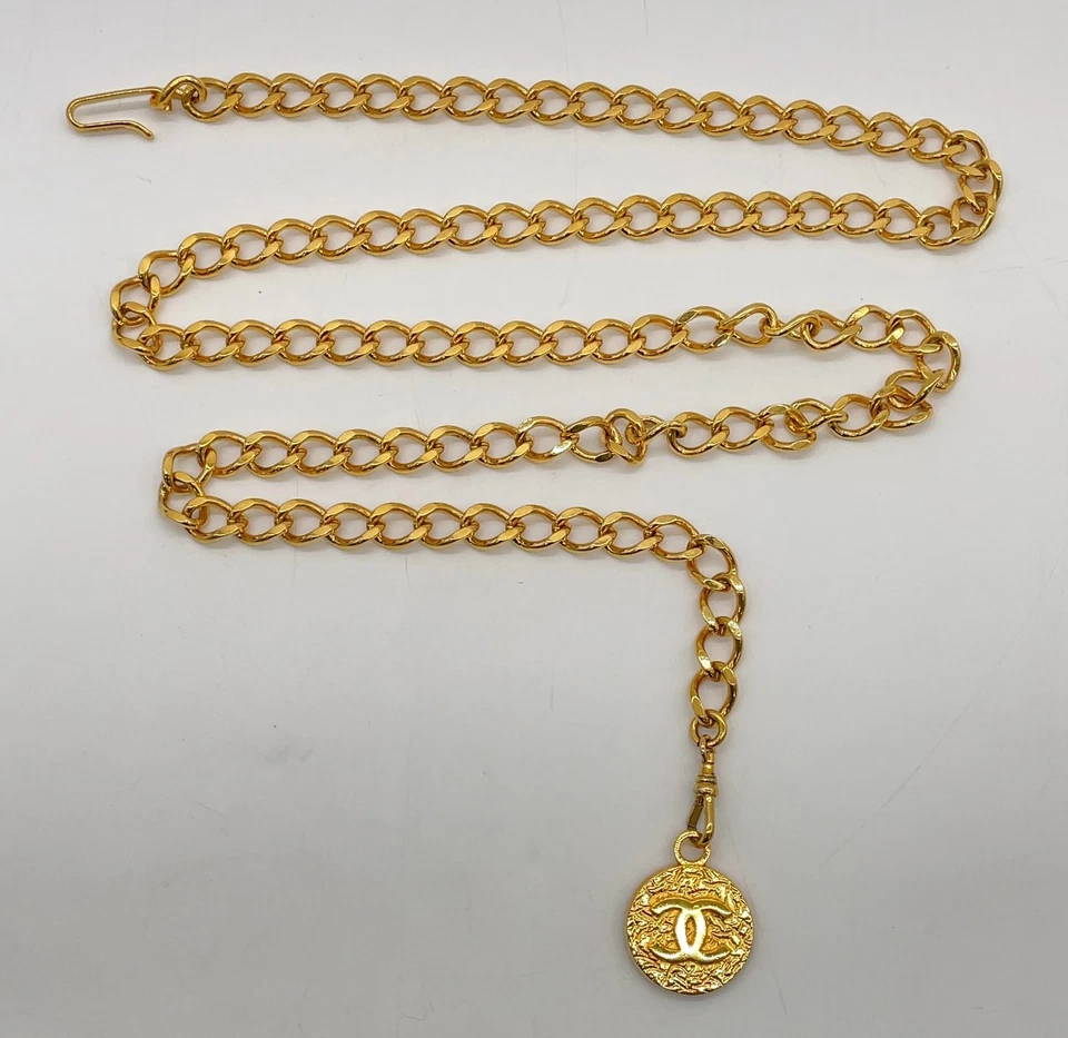 Authentic CHANEL Coco Chain Belt GD Logo Engraved 100cm  W/Box SK100733 - Image 3 of 4