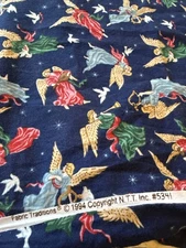 Fabric Traditions, Holiday Christmas Angels Cherubs, Cotton, Sold by Yard, New!