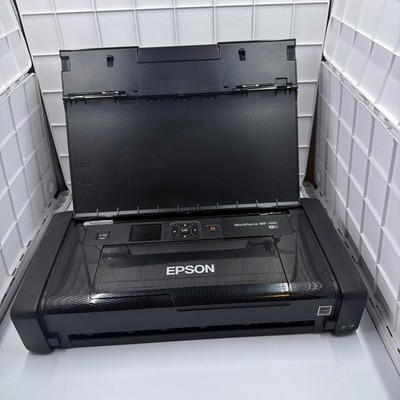 Epson WF-100 B581A Portable wireless Mobile Printer Tested No A/C  Power Adapter
