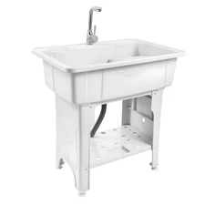 Utility Sink Laundry Tub with Faucet & Basement for Laundry Room Garage or Shop