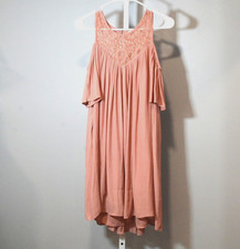 Forever 21 Size S Dusty Rose Dress Lace Yoke Pullover Cold Shoulder.