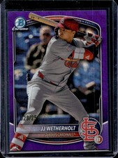 2025 Bowman Chrome JJ Wetherholt Prospects Purple Wave Refractor #/250 Cardinals