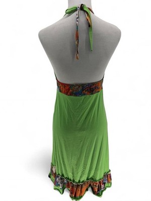 Y2K Green & Multicolor W/ Bead Detail Halter Neck Dress Sz M Boho Festival | eBay Y2K Green & Multicolor W/ Bead Detail Halter Neck Dress Sz M Boho Festival | eBay
