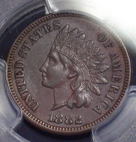 1882 Indian Cent  Broken 2 Variety - PCGS AU53  S-2