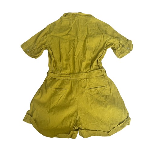 Rag & Bone Surplus Short Sleeve Romper Chartreuse Bright Green Utility Linen 0 - Picture 4 of 16