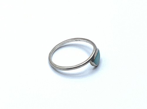 Sterling Silver Puravida Turquoise Inlay Small Ladies Band Ring ~ Sz. 7.25 - Picture 3 of 9