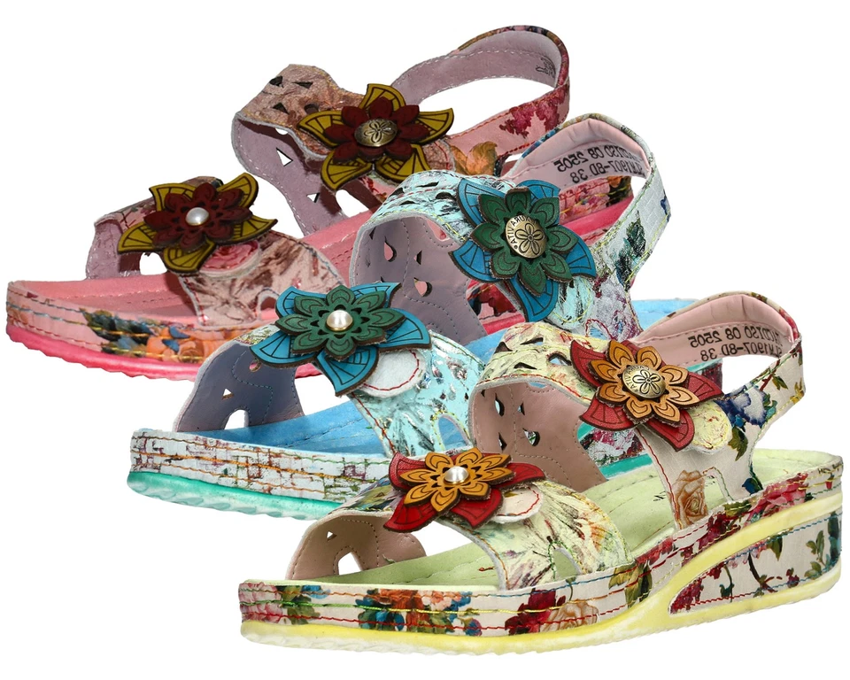 Laura Vita Damen Sandalette Klettverschluss Keilabsatz Jacdiso 08 - Bild 1 von 1