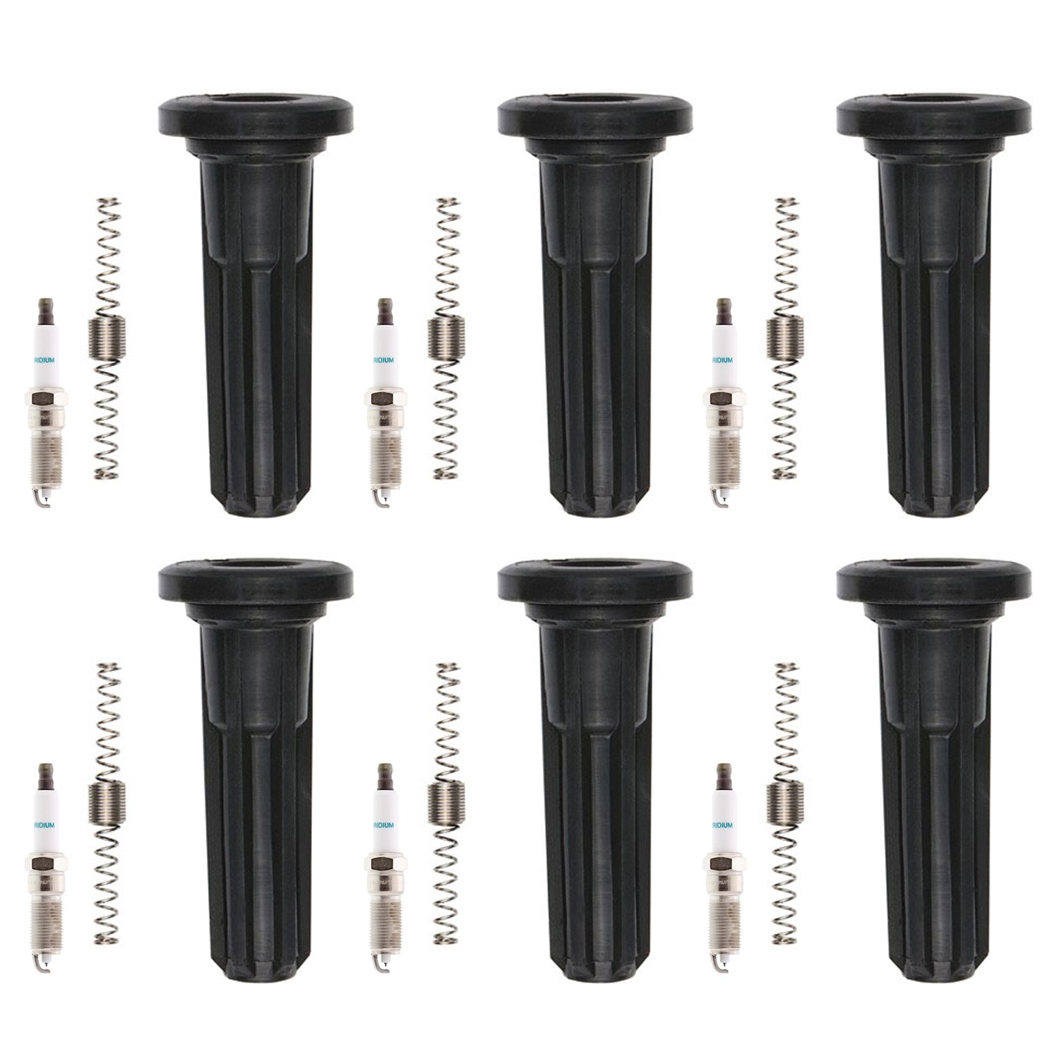 Denso 6 Iridium Long-Life Spark Plugs 6 Coil Boots Kit for Envoy Ascender L6 4.2