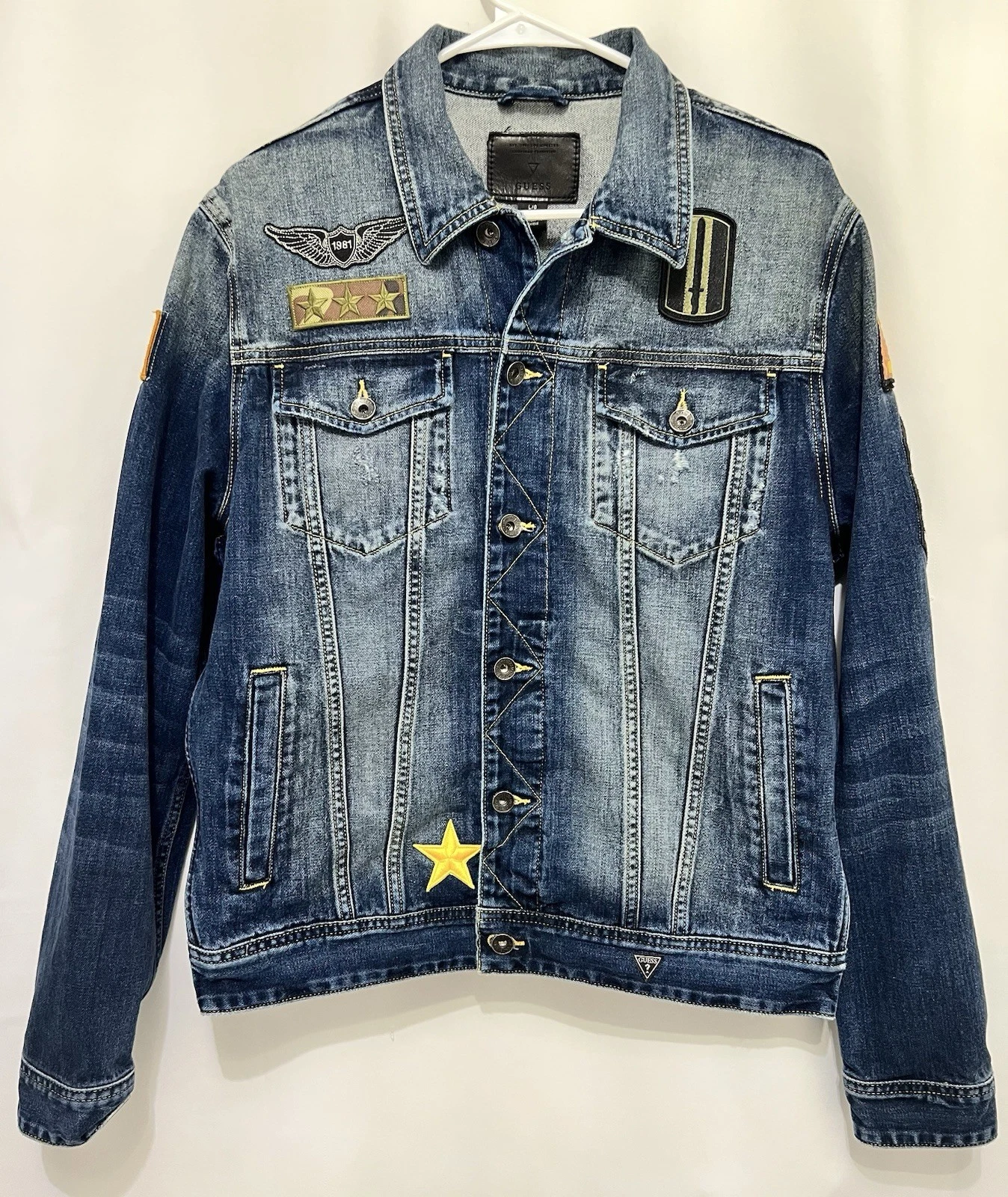 Vintage GUESS Embroidered Denim Jacket Large