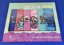 Disney STITCH 6 Pairs Of No-Show Socks Medium Kids Size 10 1/2 - 4