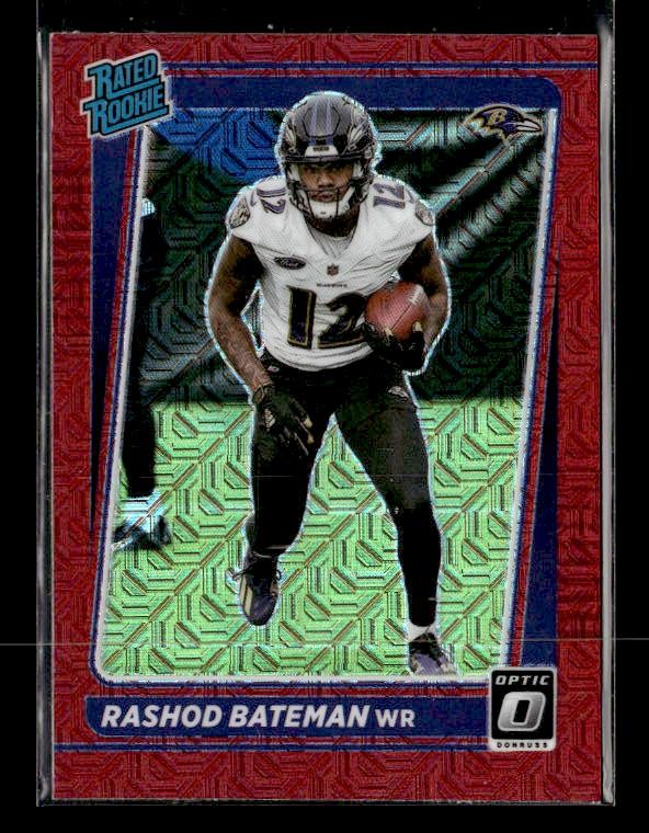 2021 Donruss Optic #210 Rashod Bateman Rated Rookie Red Mojo Baltimore Ravens