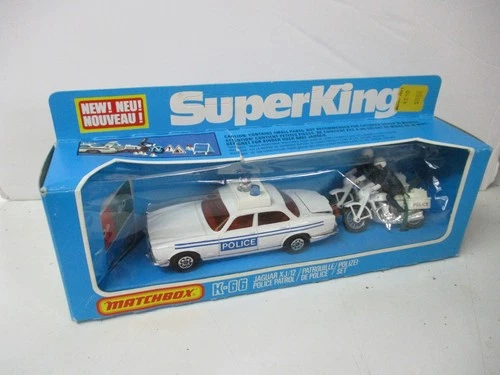Matchbox Lesney King-Size K-66 Jaguar Police Set, dual blue stripes, boxed