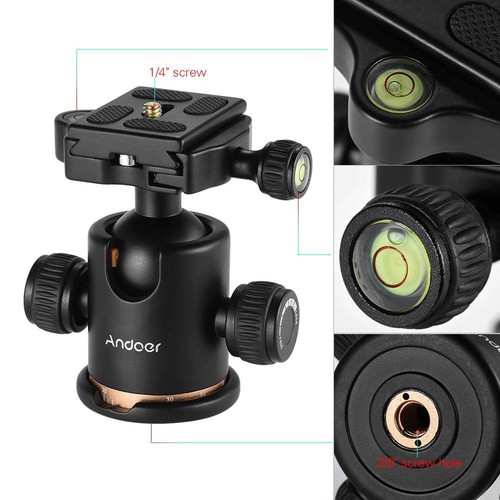 Andeor Tripod Ball Head Ballhead with Quick Release Plate 1/4"-3/8" NEW - Picture 7 of 7
