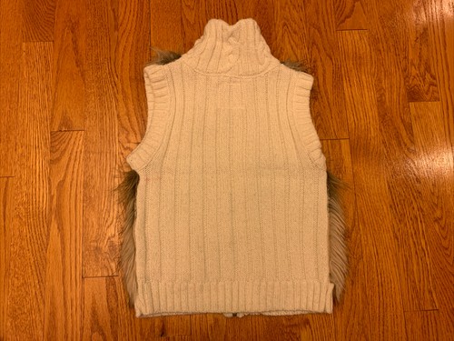Justice Girls Off White Faux Fur Sweater Vest, Size 7 - Picture 2 of 5