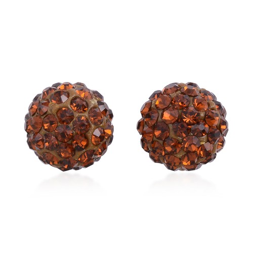 NIB $39.99 Brown Austrian Crystal Post Earrings In Stainless Steel M-6 - Picture 2 of 2