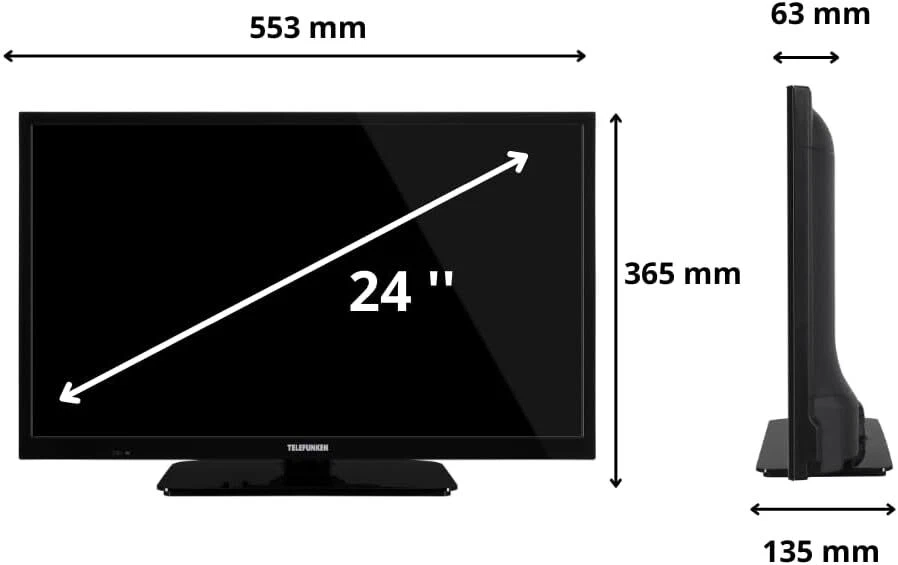 TELEFUNKEN TV 24" HD Ready 24TENSNVZ, TV LED 24 Pollici, Digitale DVB-T2/C/S2, U - Immagine 4 di 4