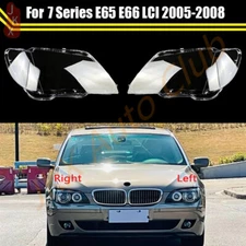 Right+Left Side Front Headlight Case Shell Lens For BMW 7 E65 E66 LCI 2005-2008