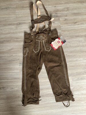 Trachten Lederhose Kinder, 3/4 Länge, Stickerei Gr. 134