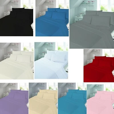 OCEANEVO Plain Flannelette 100% Brushed Cotton Super Soft Cosy Duvet Covers Bedding Sets